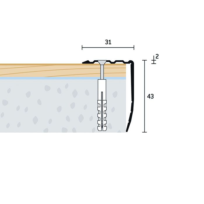 Eurofinal 31x43 mm | Schodová hrana vŕtaná