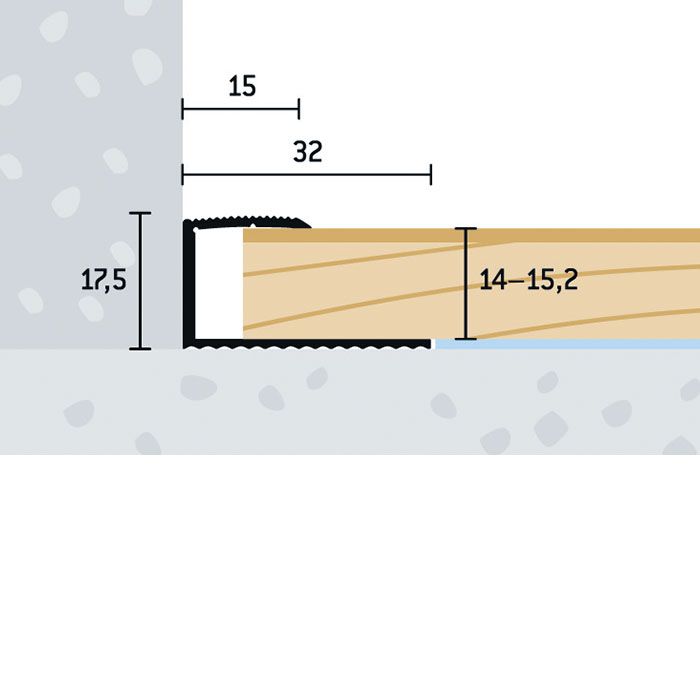 Eurofinal 32x17,5x14-15,2 mm | Ukončovací profil použiteľný pre ukončenie podláh