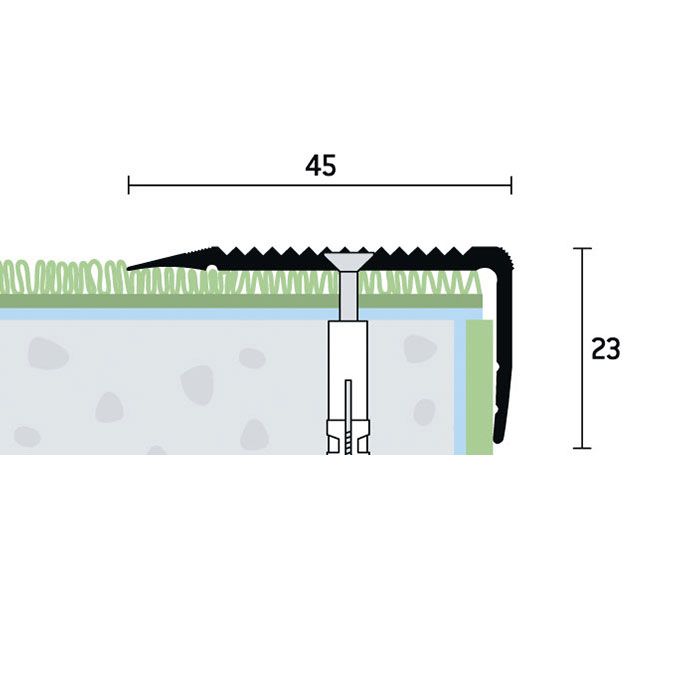 Eurofinal 45x23 mm | Schodová hrana vŕtaná