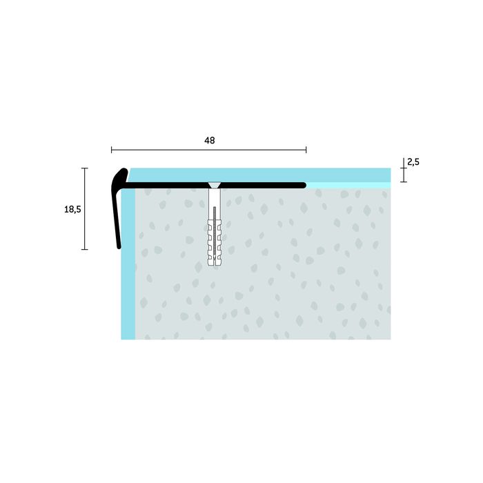 Eurofinal 48x18,5x2,5 mm | Schodová hrana vŕtaná