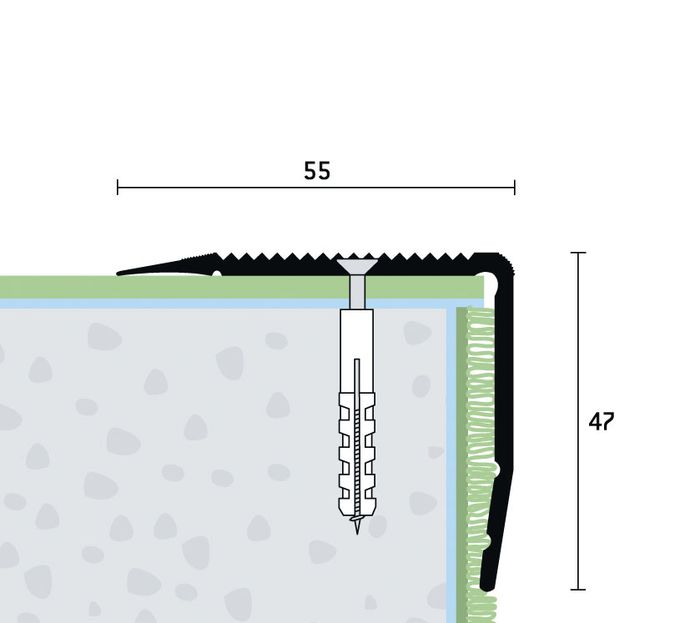 Eurofinal 55x47 mm | Schodová hrana vŕtaná